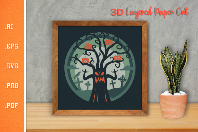 Halloween Tree - 3D Layered Paper Cut SVG 5 SVG Slim Studio 