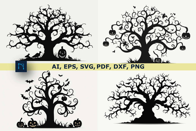 Halloween Tree Silhouette SVG Bundle SVG MD JOYNAL ABDIN 