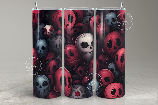 Halloween Tumbler, Alien Balloon Sublimation, Horror, Creepy Design Wrap, Spooky, 20 oz Skinny Tumbler, Seamless Sublimation PNG, Digital Sublimation Syre Digital Creations 