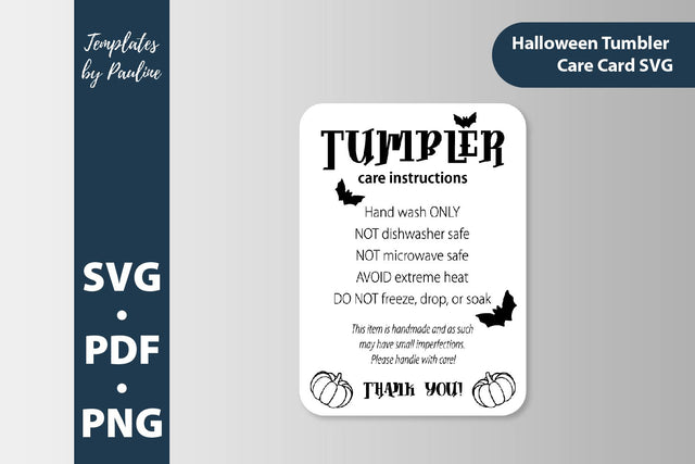Halloween tumbler care card SVG sticker SVG Templates by Pauline 