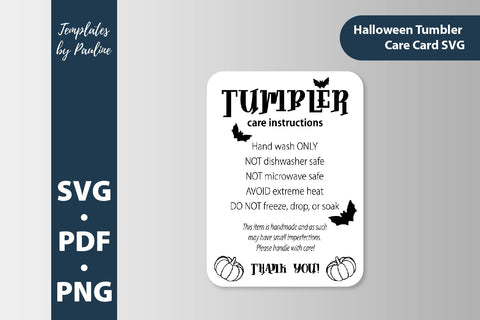 Halloween tumbler care card SVG sticker SVG Templates by Pauline 