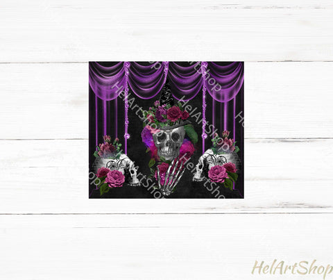 Halloween Tumbler | Floral Skull PNG Sublimation Sublimation _HelArtShop_ 