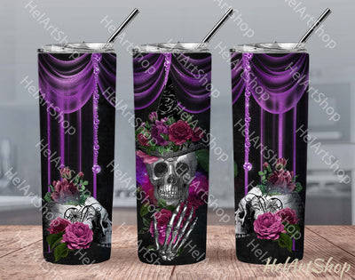 Halloween Tumbler | Floral Skull PNG Sublimation Sublimation _HelArtShop_ 