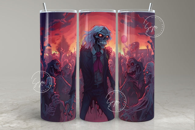 Halloween Tumbler, Scary Zombie Tumbler, Skulls, Spooky Tumbler Wrap, 20oz Skinny Tumbler, Seamless Sublimation PNG, Horror Tumbler, Digital Sublimation Syre Digital Creations 