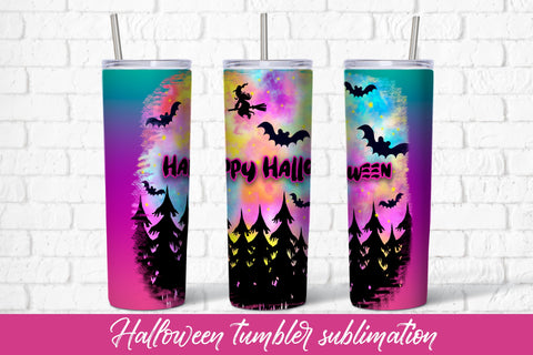 Halloween tumbler sublimation flying witch wrap 20 Oz Sublimation Svetana Studio 