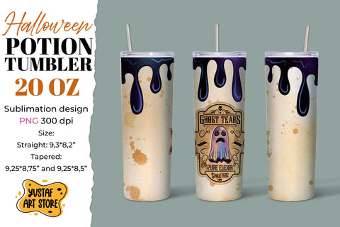 Halloween tumbler sublimation. Ghost Tears pure elixir label Sublimation Yustaf Art Store 