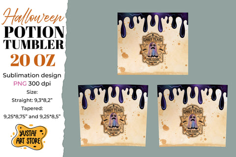 Halloween tumbler sublimation. Ghost Tears pure elixir label Sublimation Yustaf Art Store 