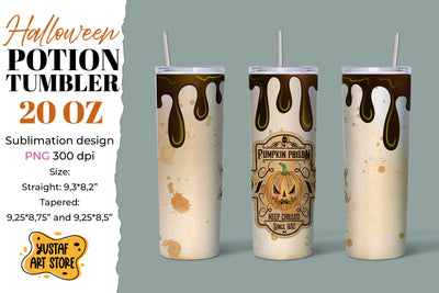 Halloween tumbler sublimation. Pumpkin Poison label design Sublimation Yustaf Art Store 