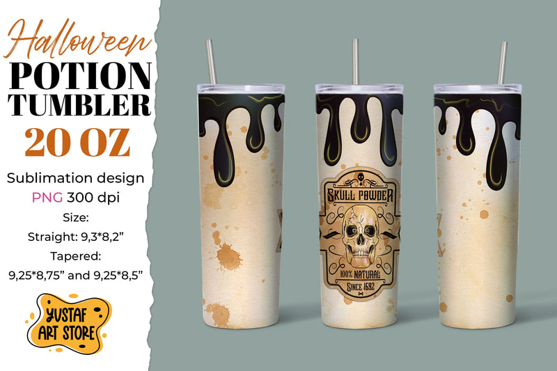 Halloween tumbler sublimation. Skull Powder Potion Label Sublimation Yustaf Art Store 