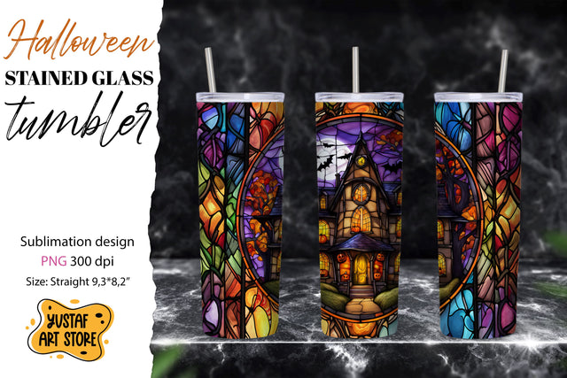 Halloween tumbler sublimation. Stained glass design Sublimation Yustaf Art Store 