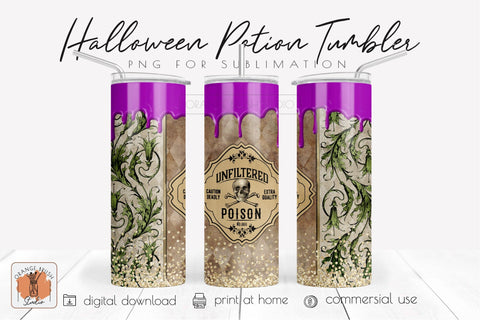 Halloween Tumbler Sublimation Witch Potion Tumbler Wrap PNG Sublimation OrangeBrushStudio 