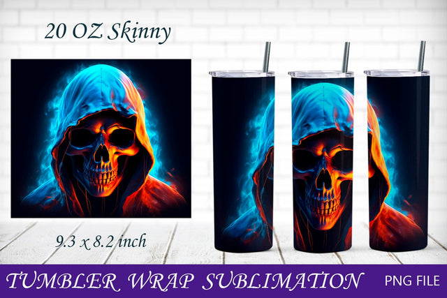 Halloween tumbler sublimation with neon grim reaper Sublimation AnastasiyaArtDesign 