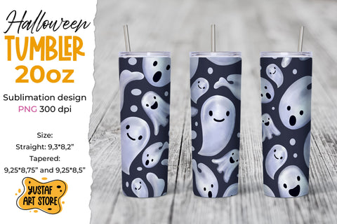 Halloween tumbler sublimation wrap "Cute Ghost". Sublimation Yustaf Art Store 