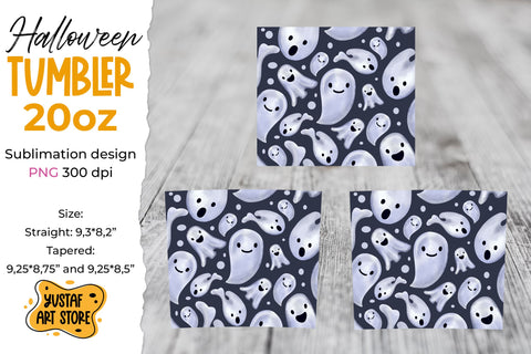 Halloween tumbler sublimation wrap "Cute Ghost". Sublimation Yustaf Art Store 