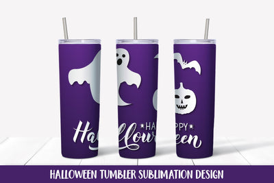 Halloween Tumbler Sublimation Wrap. Cute Ghost Tumbler Sublimation LaBelezoka 