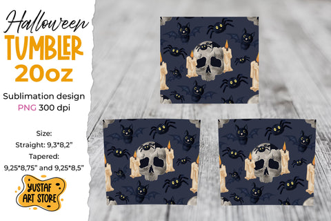 Halloween tumbler sublimation wrap watercolor "Creepy Skull" Sublimation Yustaf Art Store 