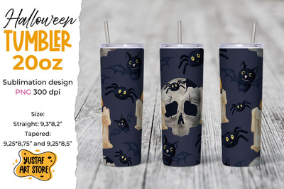 Halloween tumbler sublimation wrap watercolor "Creepy Skull" Sublimation Yustaf Art Store 
