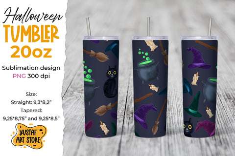 Halloween tumbler sublimation wrap Witch watercolor element Sublimation Yustaf Art Store 