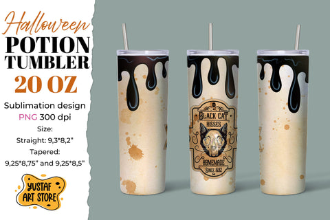 Halloween tumbler sublimation.Black Cat hisses label & drips Sublimation Yustaf Art Store 
