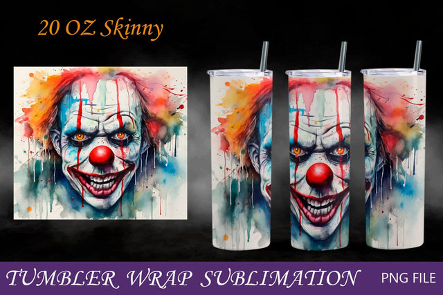 Halloween tumbler with clown png, 20 oz horror tumbler wrap Sublimation AnastasiyaArtDesign 