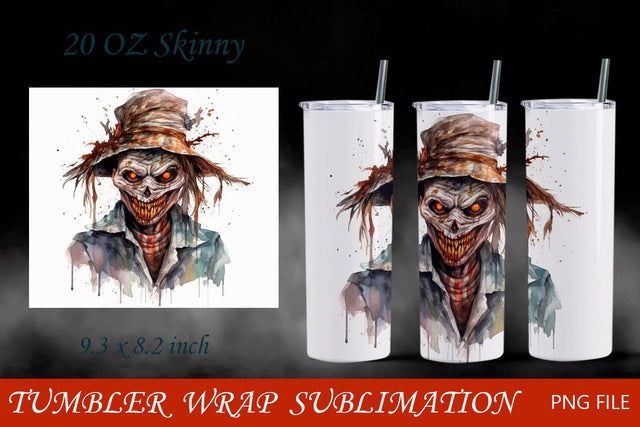 Halloween tumbler with scarecrow, Horror tumbler 20 oz png Sublimation AnastasiyaArtDesign 