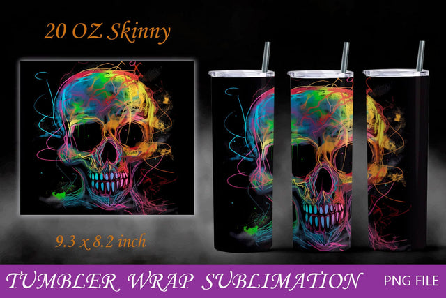 Halloween tumbler with skull, Horror 20 oz tumbler wrap, Skeleton Sublimation AnastasiyaArtDesign 