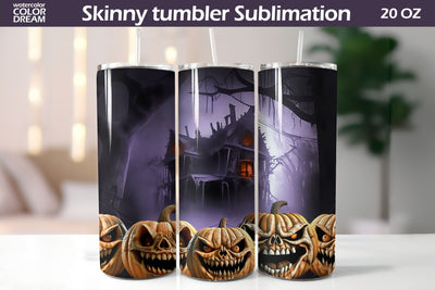 Halloween Tumbler Wrap | 3D Halloween Pumpkin Tumbler Sublimation WatercolorColorDream 
