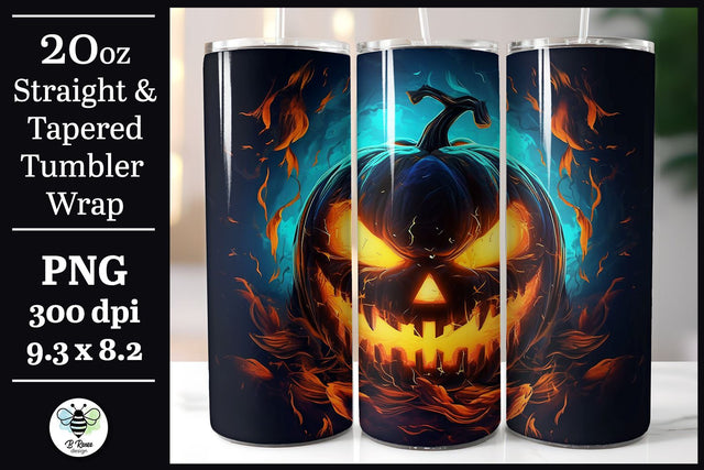 Halloween Tumbler Wrap | Jack-o-lantern Sublimation PNG Sublimation B Renee Design 