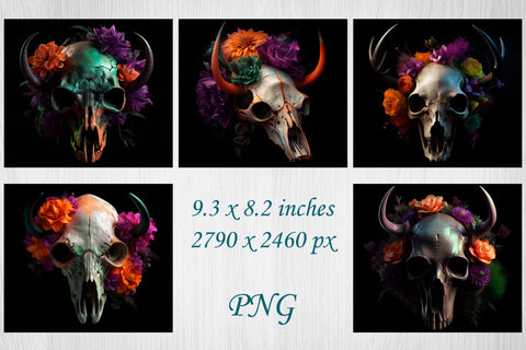 Halloween tumbler wrap png, Cow skull and flowers 20 oz sublimation Sublimation AnastasiyaArtDesign 