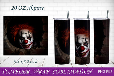 Halloween tumbler wrap png, Horror tumbler with clown png Sublimation AnastasiyaArtDesign 