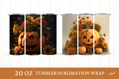 Halloween Tumbler Wrap. Pumpkin Tumbler Sublimation Sublimation Olga Terlyanskaya 