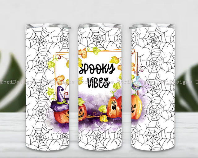 Halloween Tumbler Wrap, Spooky Vibes Tumbler png, Spooky Vibes Pumpkin Halloween Tumbler Design, Halloween Tumblers png, Spooky Tumbler Wrap Sublimation ToriDesigns 
