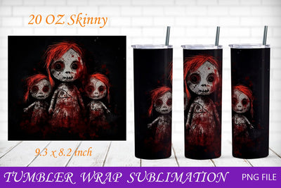 Halloween tumbler wrap, Spooky wrap, Horror voodoo dolls tumbler Sublimation AnastasiyaArtDesign 