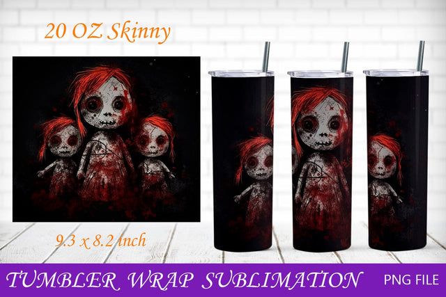 Halloween tumbler wrap, Spooky wrap, Horror voodoo dolls tumbler Sublimation AnastasiyaArtDesign 