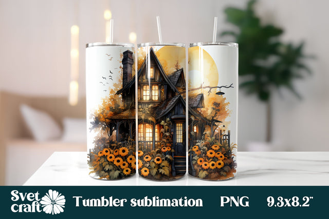 Halloween tumbler wrap | Sunflower tumbler wrap design Sublimation Svetana Studio 