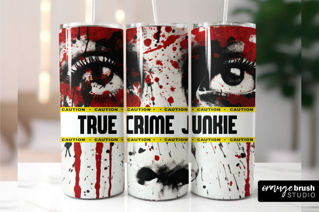 Halloween Tumbler Wrap, True Crime Junkie Tumbler Design Sublimation OrangeBrushStudio 