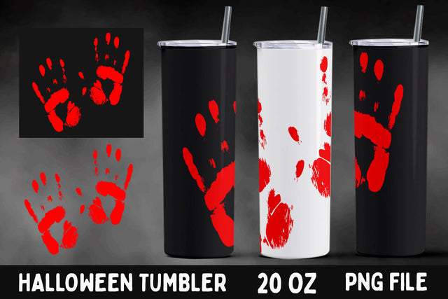 Halloween tumbler wrap with blood hand, 20oz skinny tumbler, Spooky design Sublimation AnastasiyaArtDesign 