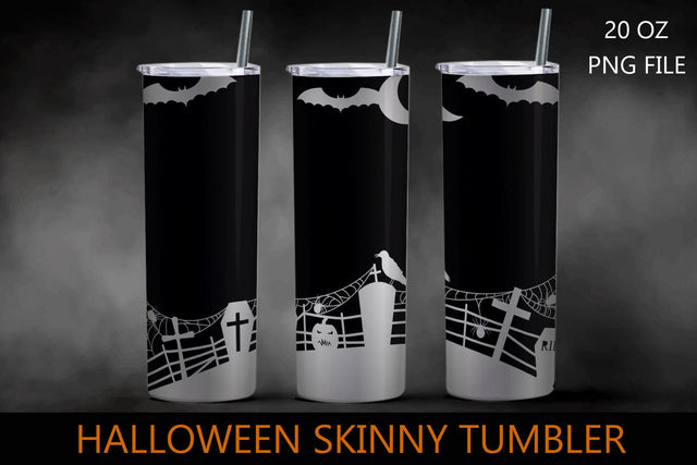 Halloween tumbler wrap with graveyard, 20oz skinny tumbler Sublimation AnastasiyaArtDesign 