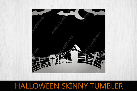 Halloween tumbler wrap with graveyard, 20oz skinny tumbler Sublimation AnastasiyaArtDesign 