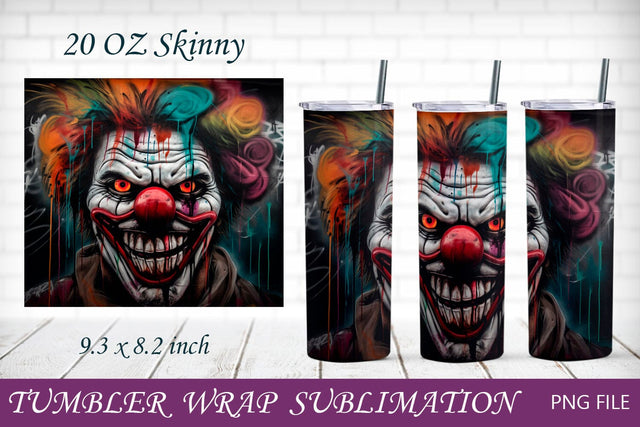 Halloween tumbler wrap with scary face clown png sublimation Sublimation AnastasiyaArtDesign 
