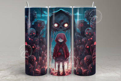Halloween Tumbler, Zombie, Girl, Skeleton, Spooky Tumbler Wrap, 20oz Skinny Tumbler, Seamless Sublimation PNG, Horror Design, Digital Sublimation Syre Digital Creations 