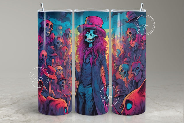 Halloween Tumbler, Zombie Skeleton, Skull Face, Spooky Tumbler Wrap, 20oz Skinny Tumbler, Seamless Sublimation PNG, Horror, Digital Download Sublimation Syre Digital Creations 
