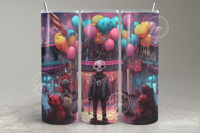 Halloween Tumbler, Zombie Skull Face, Skulls, Spooky Tumbler Wrap, 20 oz Skinny Tumbler, Seamless Sublimation PNG, Horror Tumbler, Digital Sublimation Syre Digital Creations 