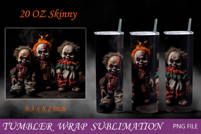 Halloween tumler wrap, Vintage horror clown 20 oz tumbler Sublimation AnastasiyaArtDesign 