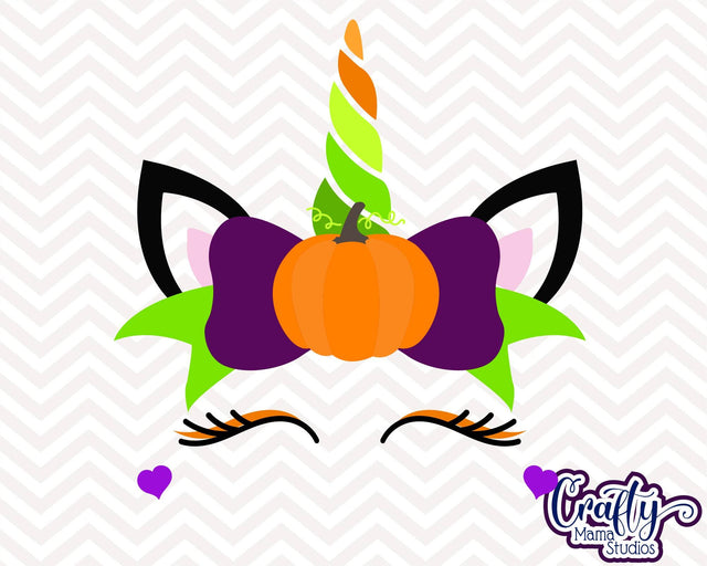 Halloween - Unicorn - Pumpkin Halloween Unicorn Face Svg SVG Crafty Mama Studios 