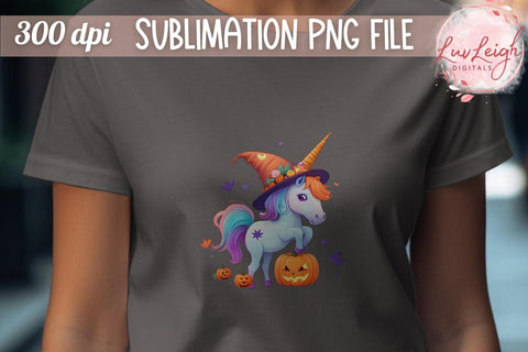 Halloween Unicorn T-shirt PNG Sublimation Luvleigh Digitals 