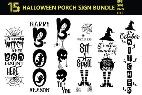 Halloween vertical porch Sign Bundle svg, halloween porch sign - So Fontsy