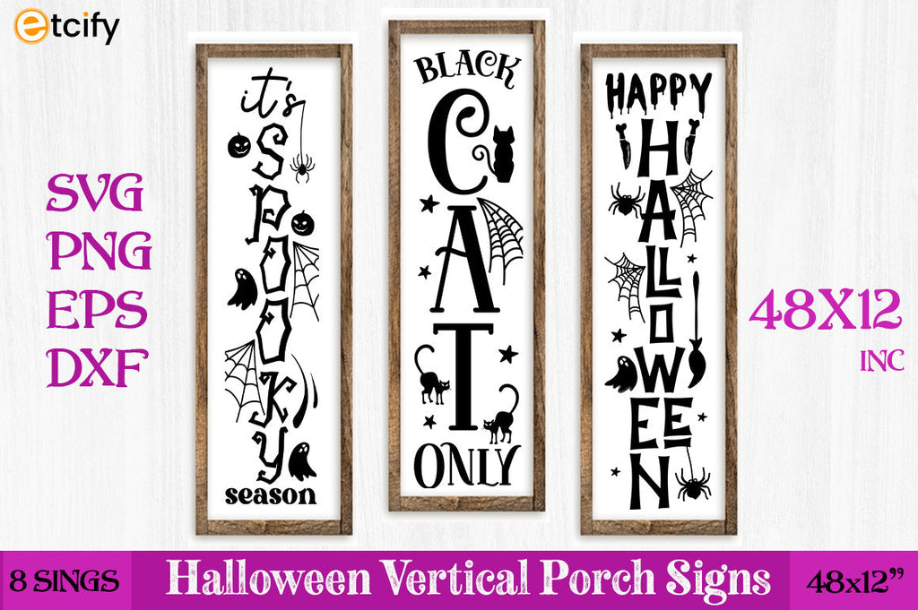 Halloween Vertical Porch Sign SVG Bundle - So Fontsy