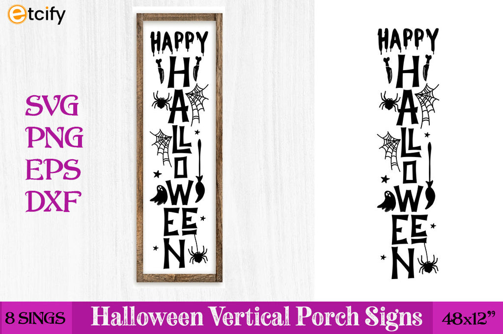 Halloween Vertical Porch Sign SVG Bundle - So Fontsy