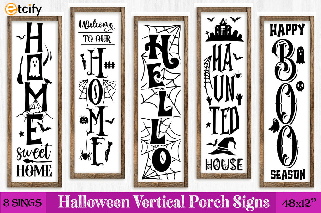 Halloween Vertical Porch Sign SVG Bundle - So Fontsy